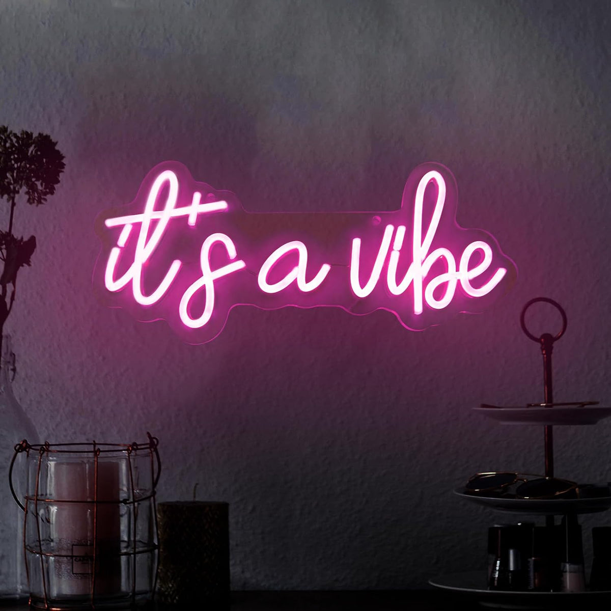 Letrero Neón It's a Vibe LED Rosas para Hogar Bar