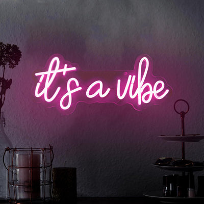 Letrero Neón It's a Vibe LED Rosas para Hogar Bar