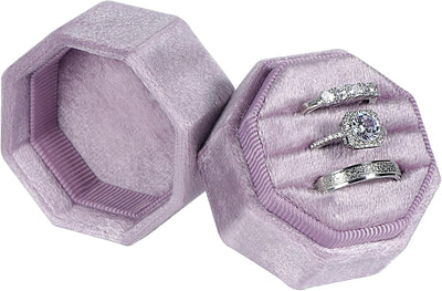 Caja terciopelo anillos 3 ranuras joyería octágona