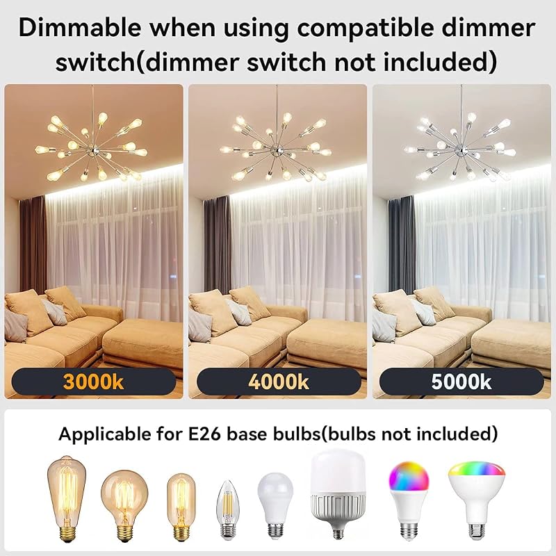 Lámpara Sputnik de 18 luces moderna para comedor