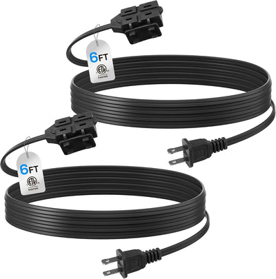 Cable extensión interior 6ft paquete 2 3 tomas plano negro