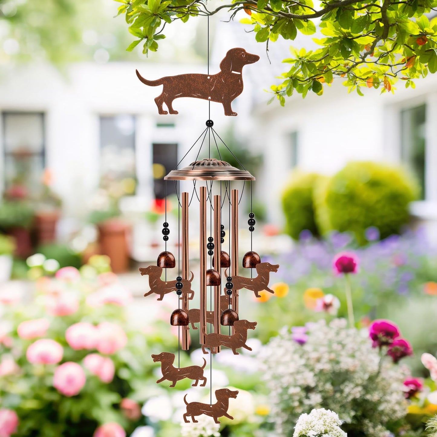 Campanillas viento dachshund decoración exterior jardín