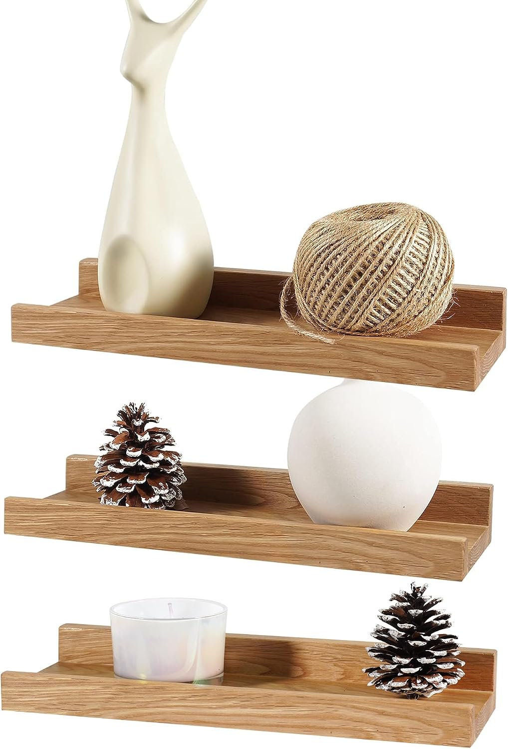 Estantes flotantes madera roble 12pulg set 3 dormitorio