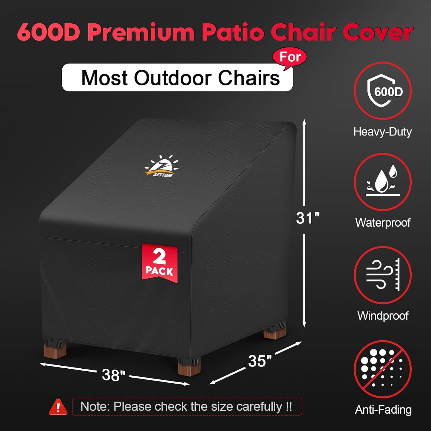 Fundas silla patio 600D impermeable pack 2