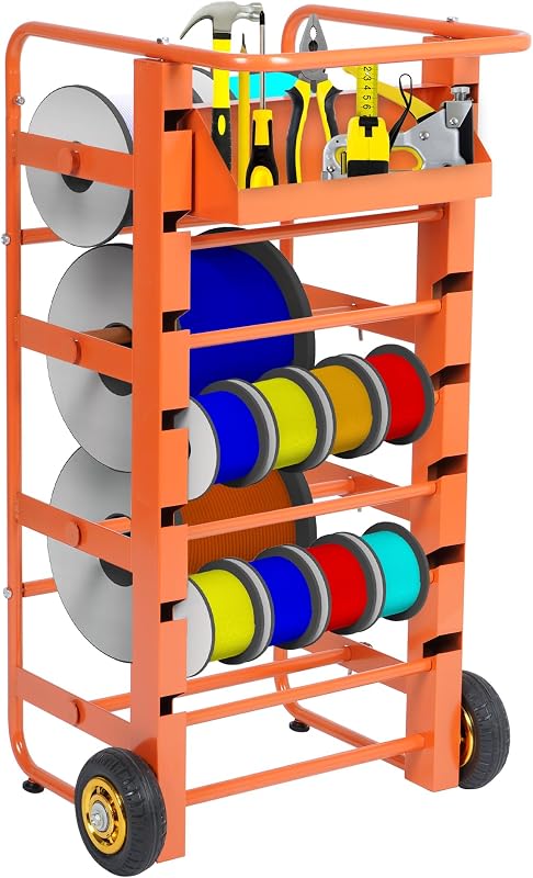 Estante carrete alambre con ruedas organiz. cables eléctrico