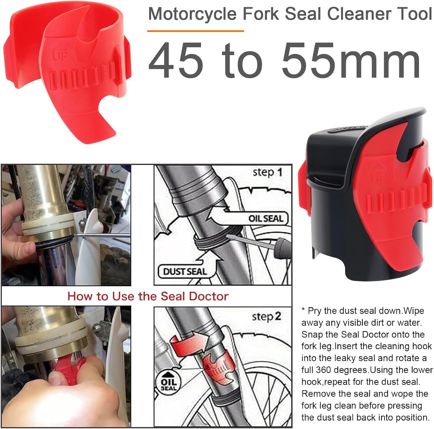 Pack 3 limpiador sello horquilla motocicleta 45-55mm