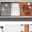 Fregadero cocina empotrable 33x22" acero inox con repisa