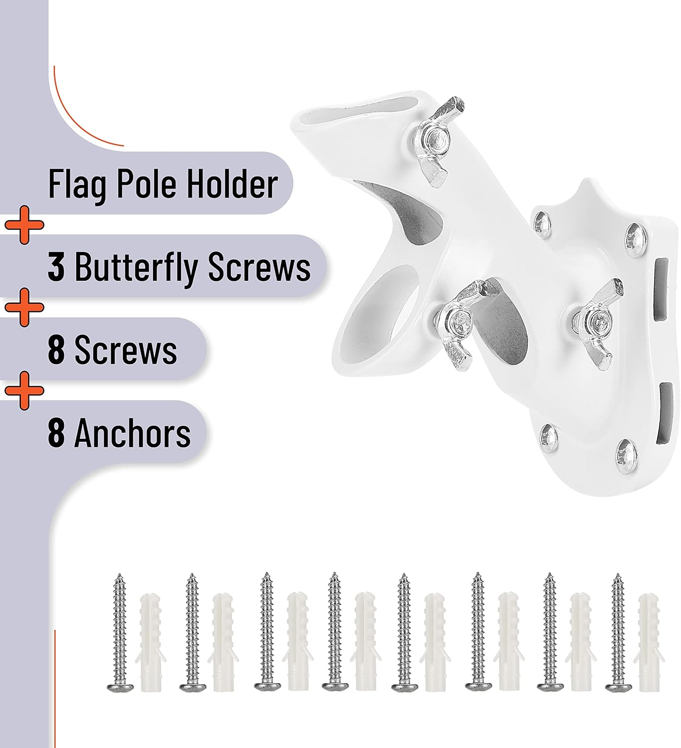 Soporte asta bandera aluminio blanco ajustable 45-90°