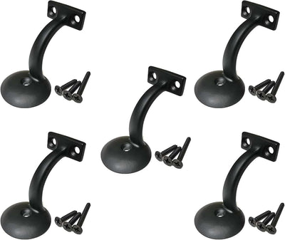 Soporte pasamanos redondo escalera set 5 negro satinado