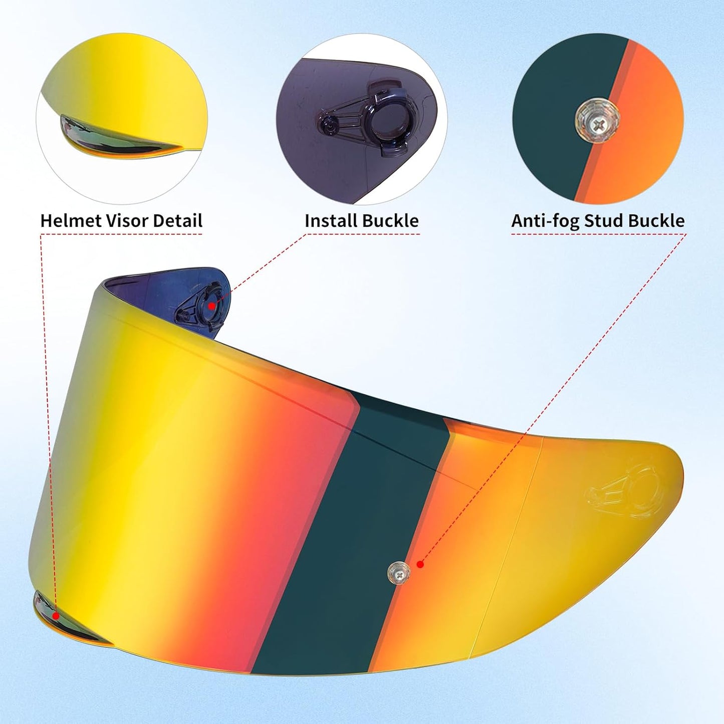 Visor casco completo WS-609 rojo cromado antirreflejos