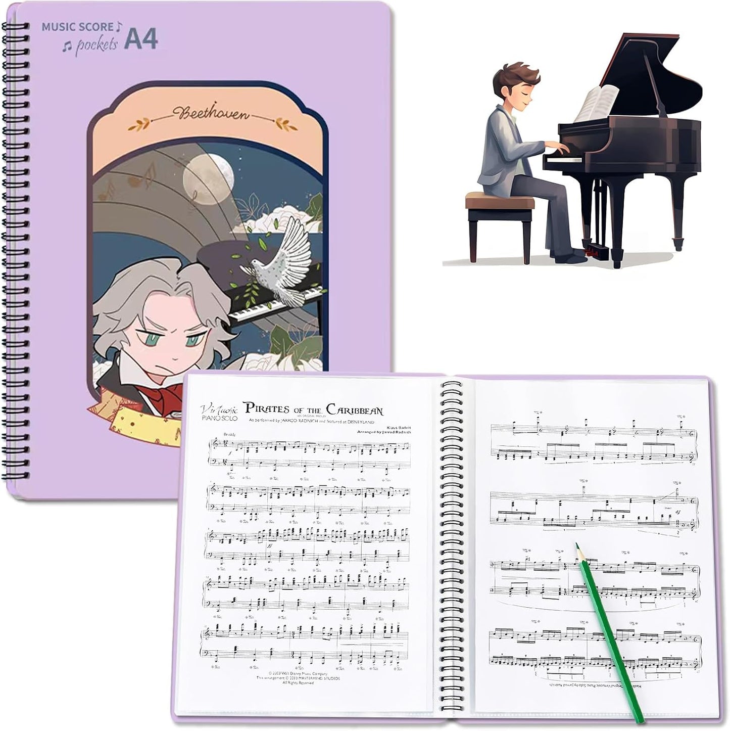 Carpeta espiral A4 80 pags para notas musicales