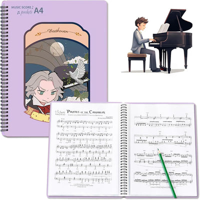 Carpeta espiral A4 80 pags para notas musicales