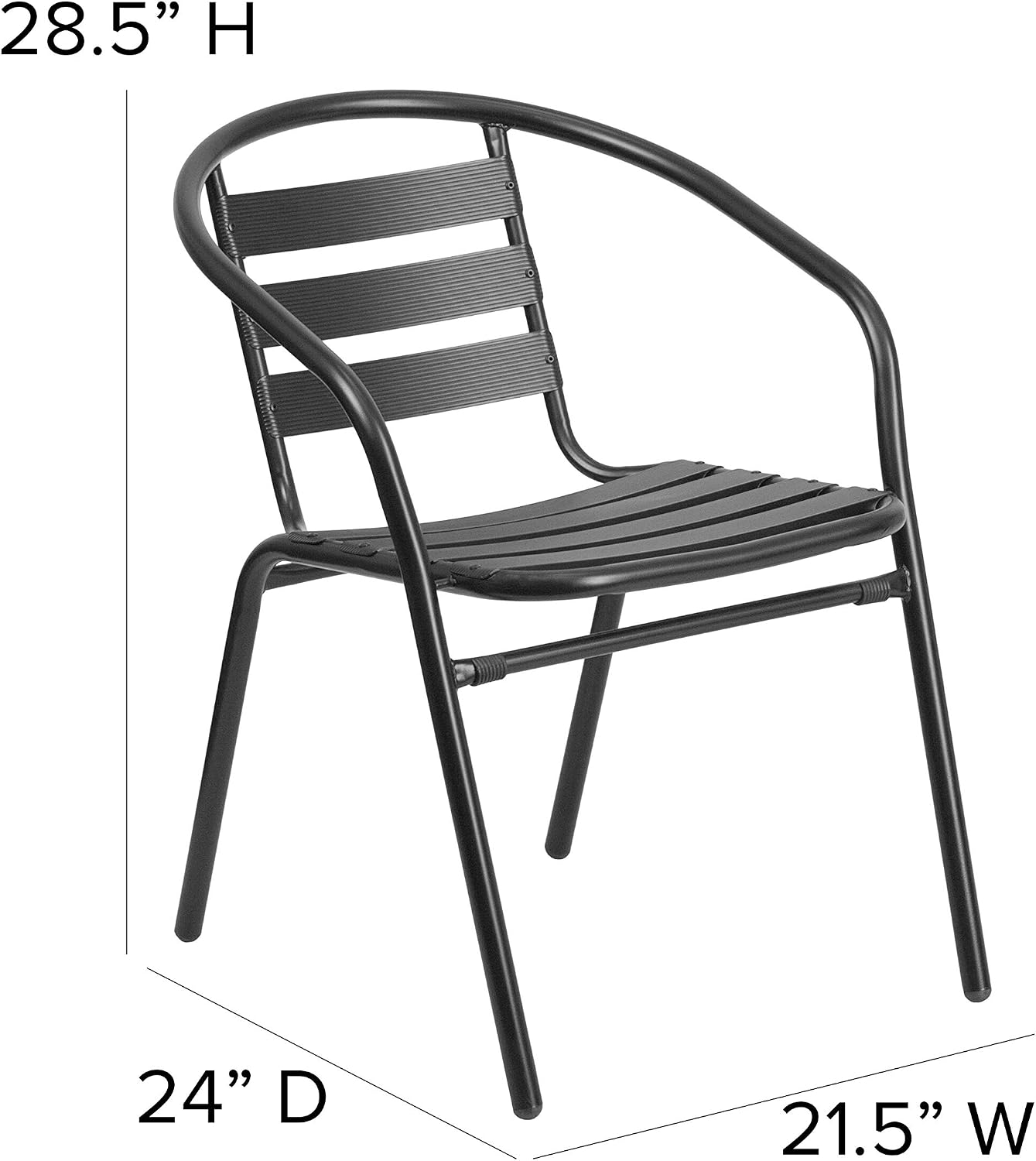 Silla apilable metal negro listones aluminio