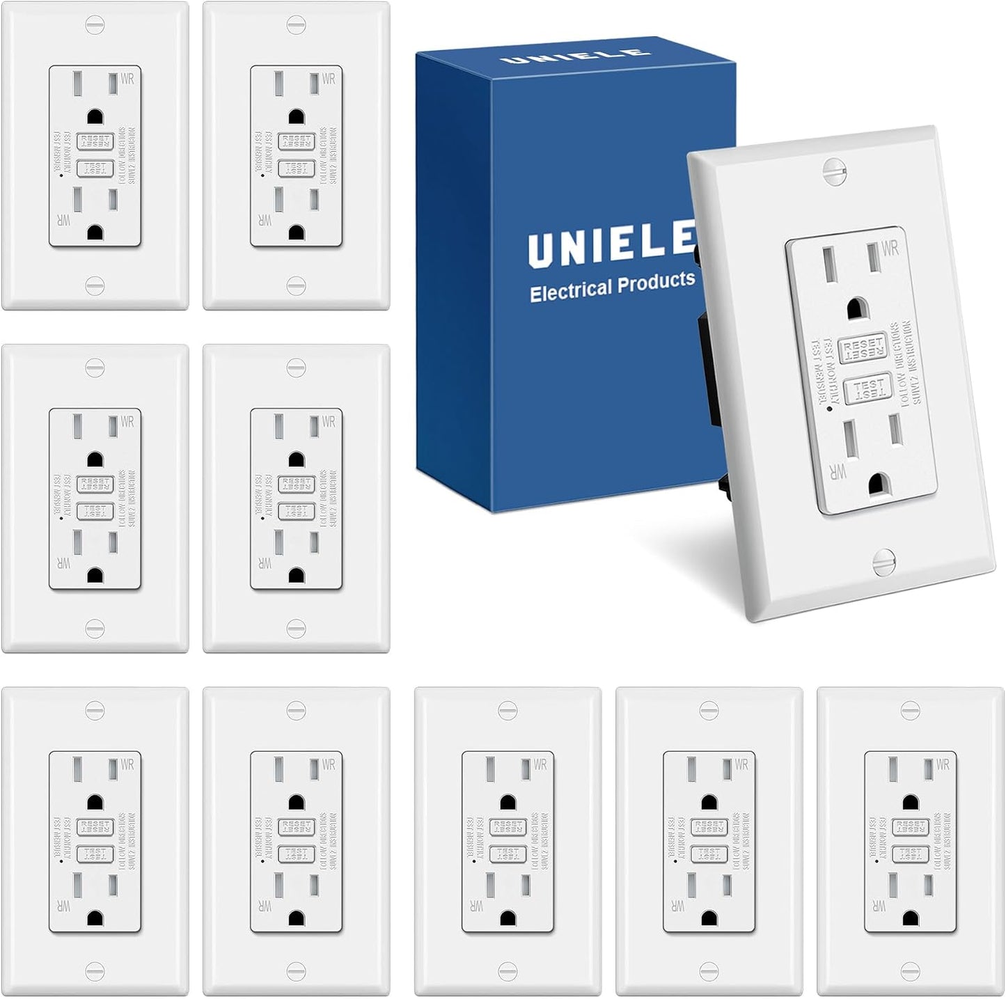 Salida GFCI 15A pack 10 receptáculo exterior color blanco