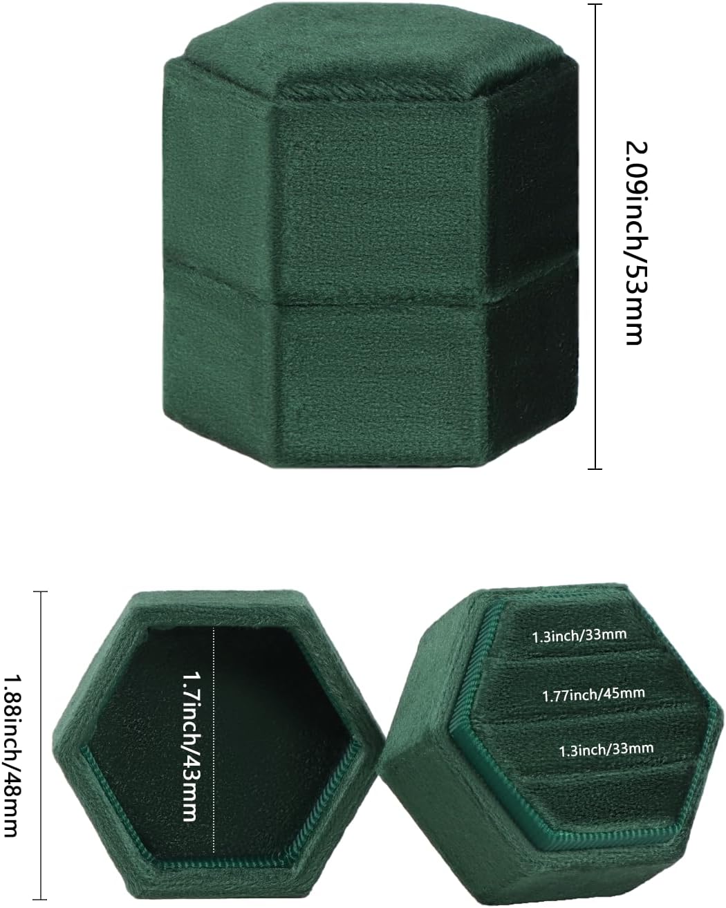 Caja terciopelo anillos 3 ranuras boda recuerdo