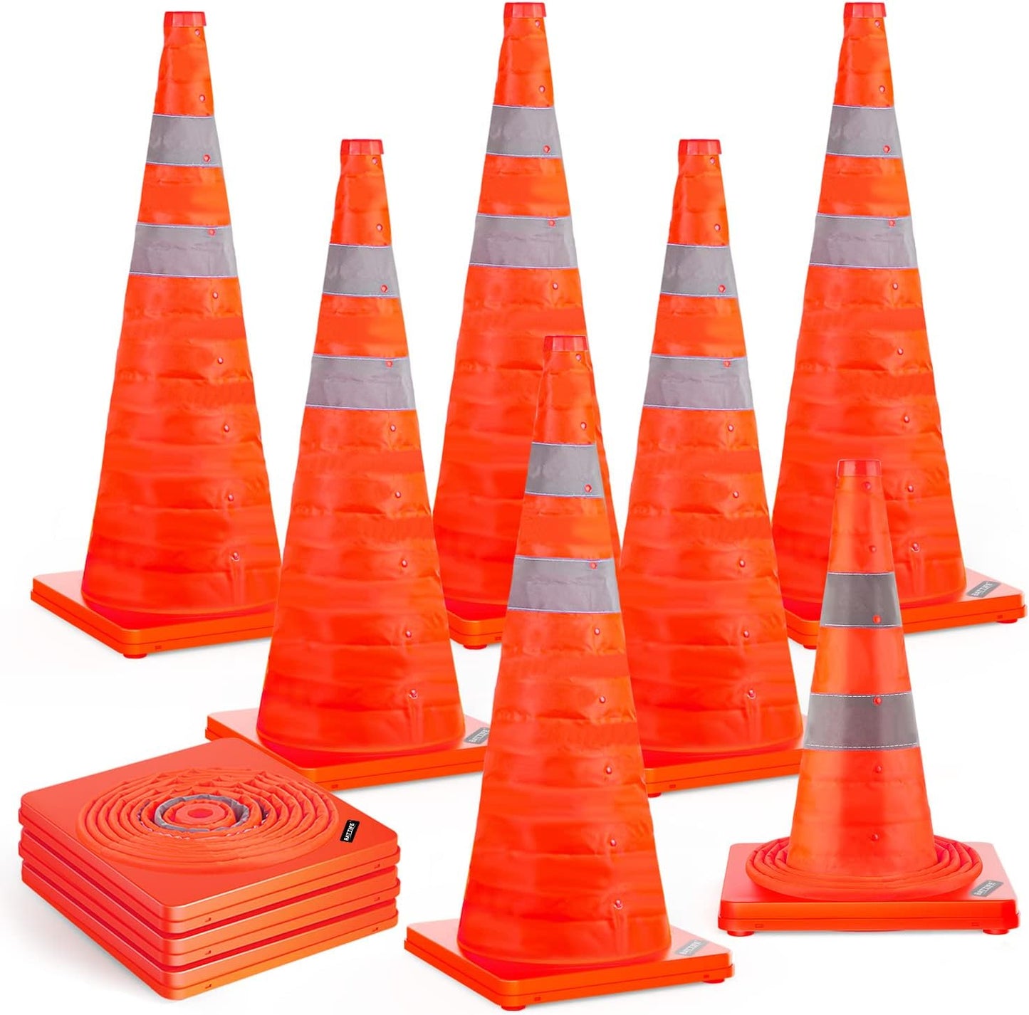 10 Conos Naranjas Plegables 28pulg Reflejantes para