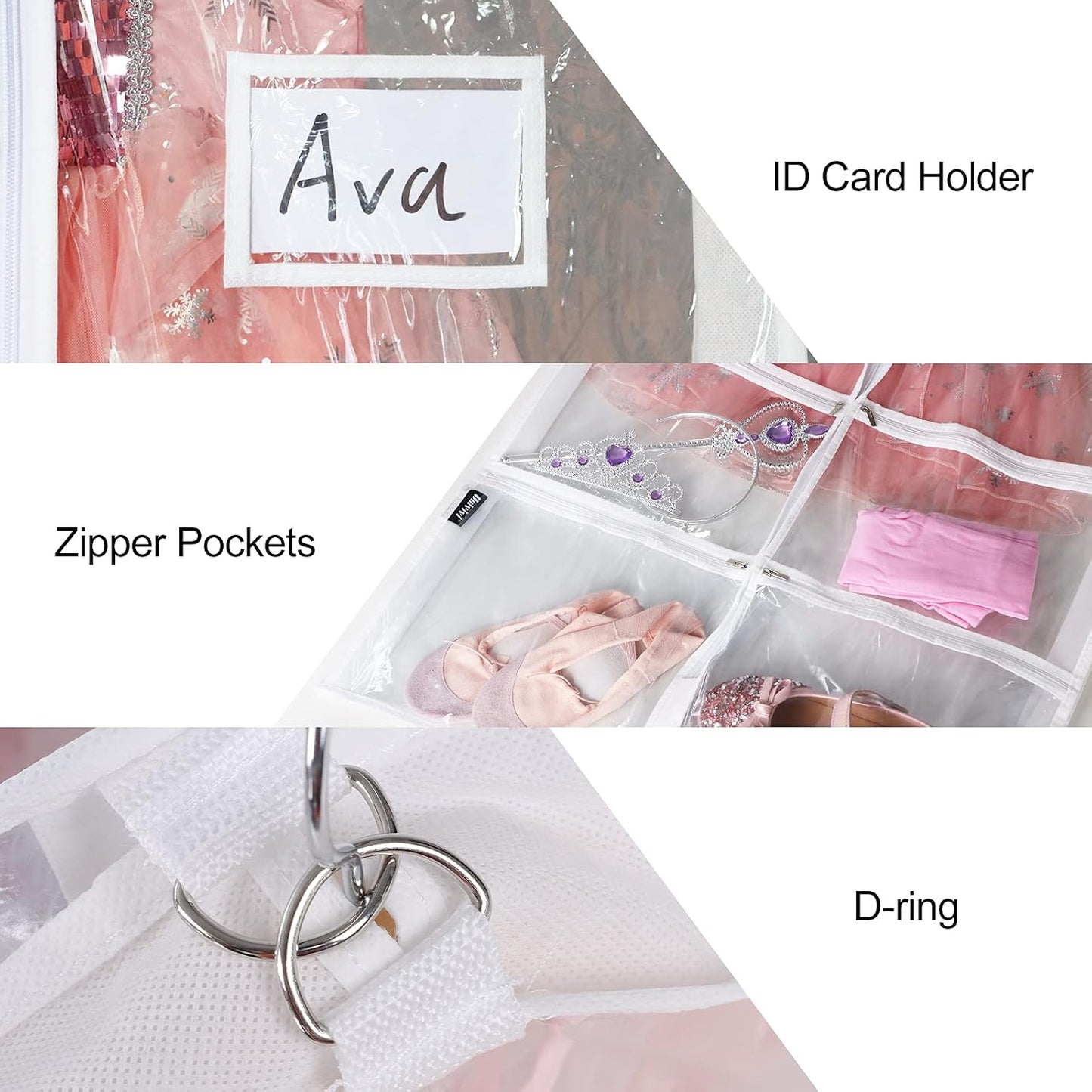 Bolsas PVC transparente 40" 6 Pzas con bolsillos