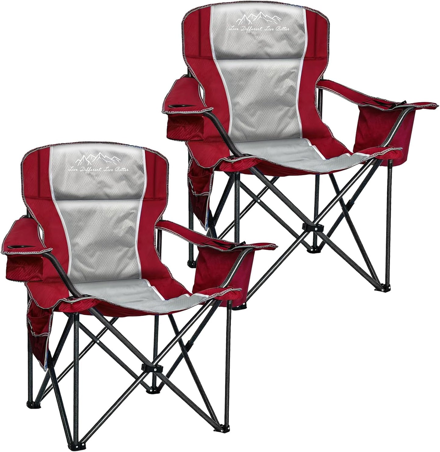 2 Sillas Campamento Plegables Acolchadas 500lb
