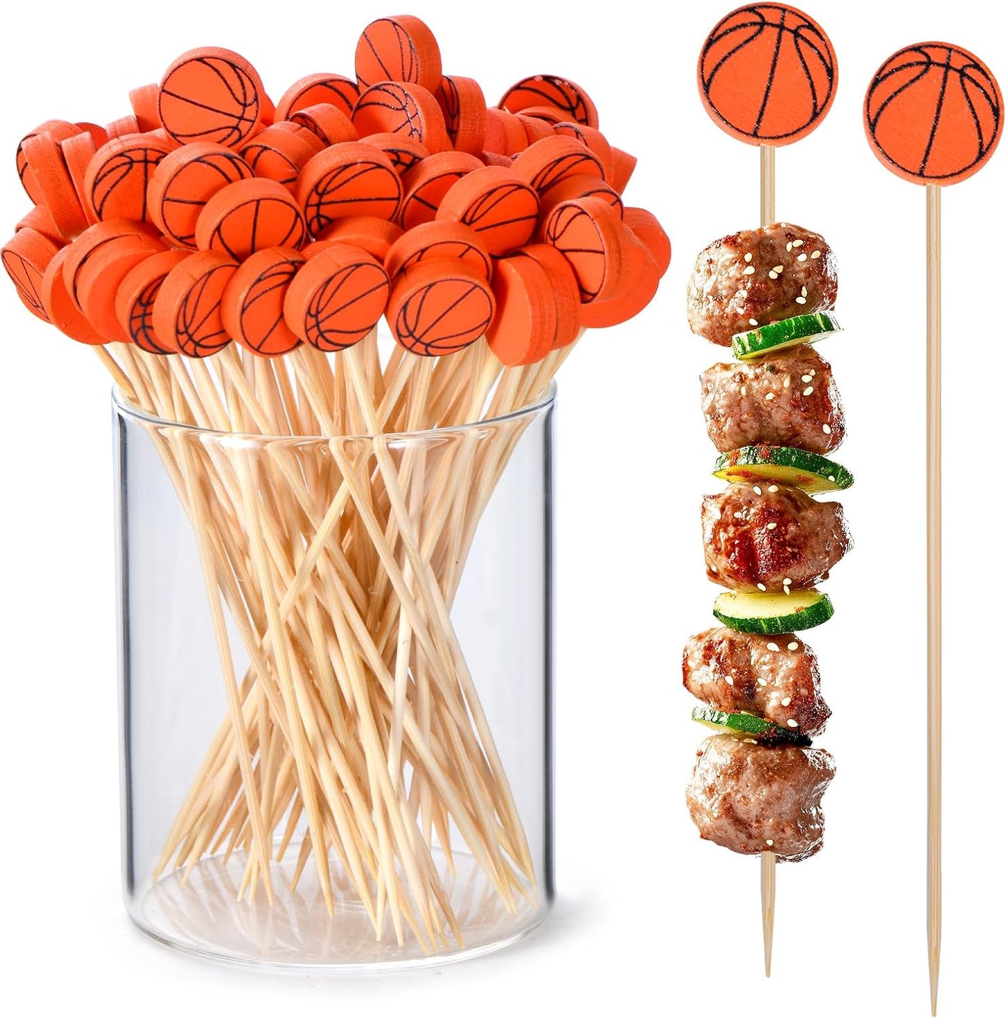 Paquete de 100 palillos de dientes de baloncesto de bambú