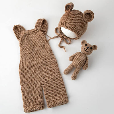 Kit accesorios foto recién nacido gorro oso mameluco disfraz