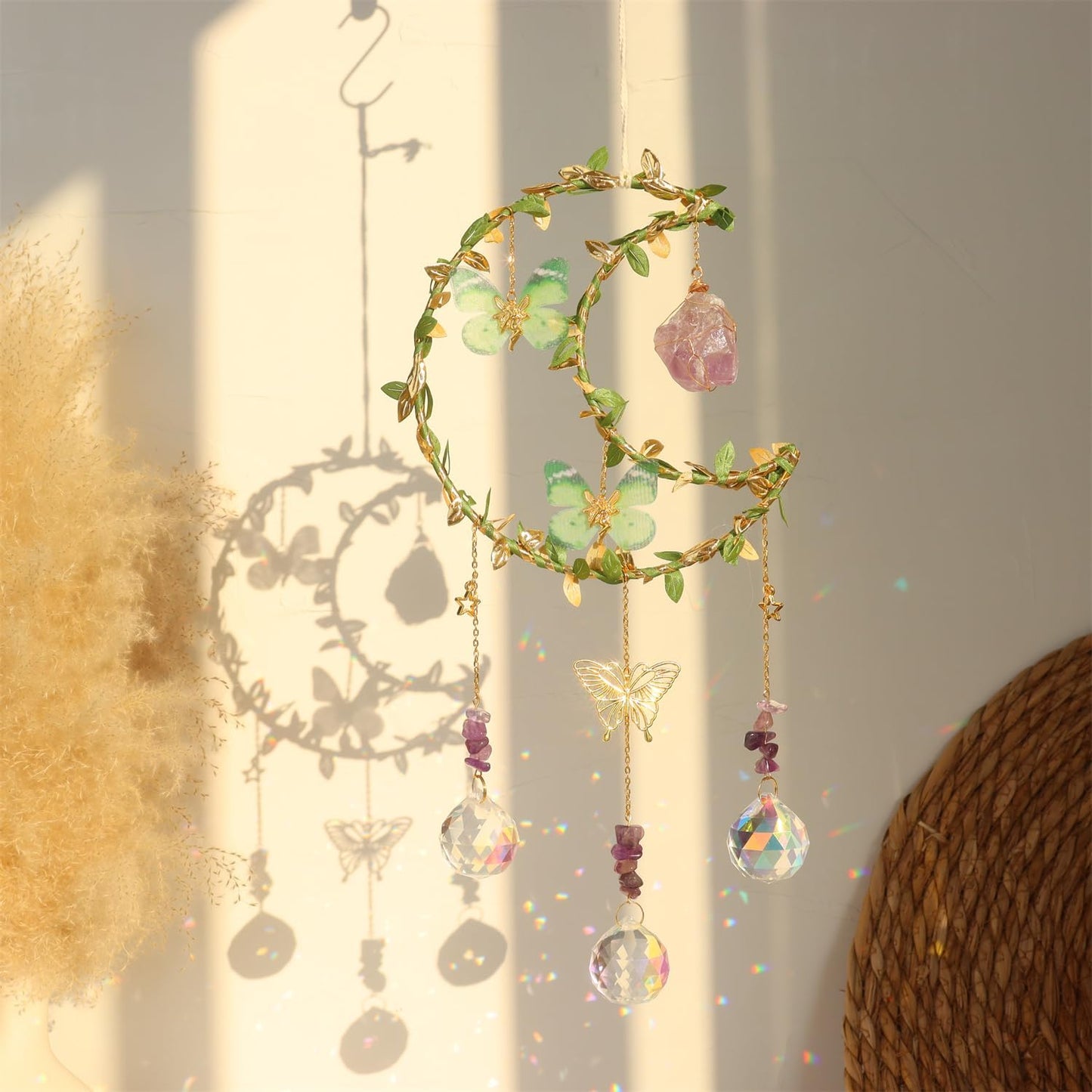 Atrapasoles de cristal de luna amatista para regalar mujeres