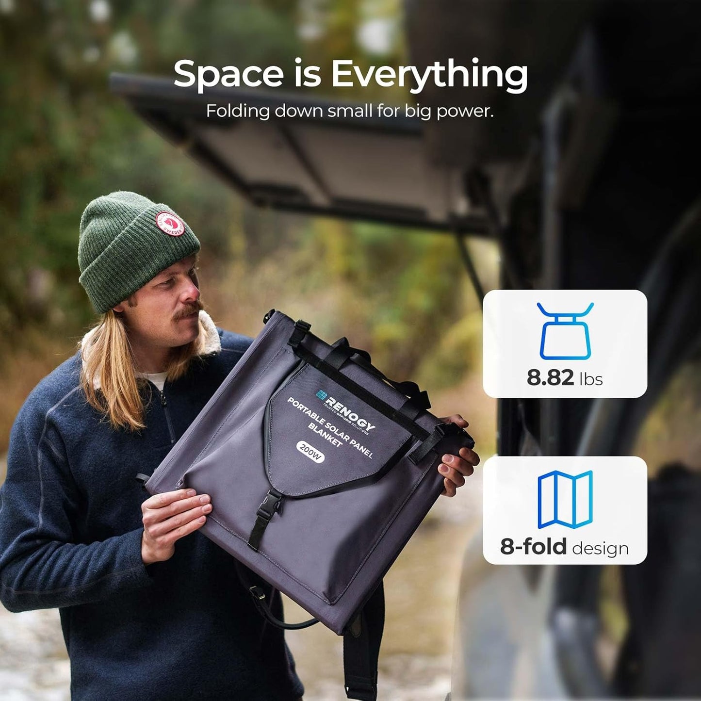 Manta solar 200W plegable USB-C camping