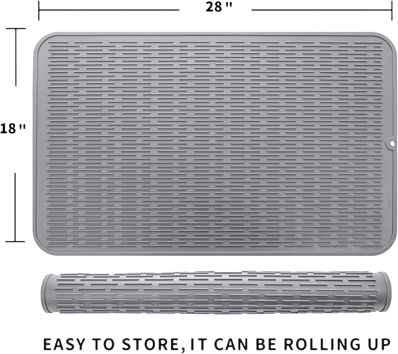Tapete silicona para secar platos resistente calor gris