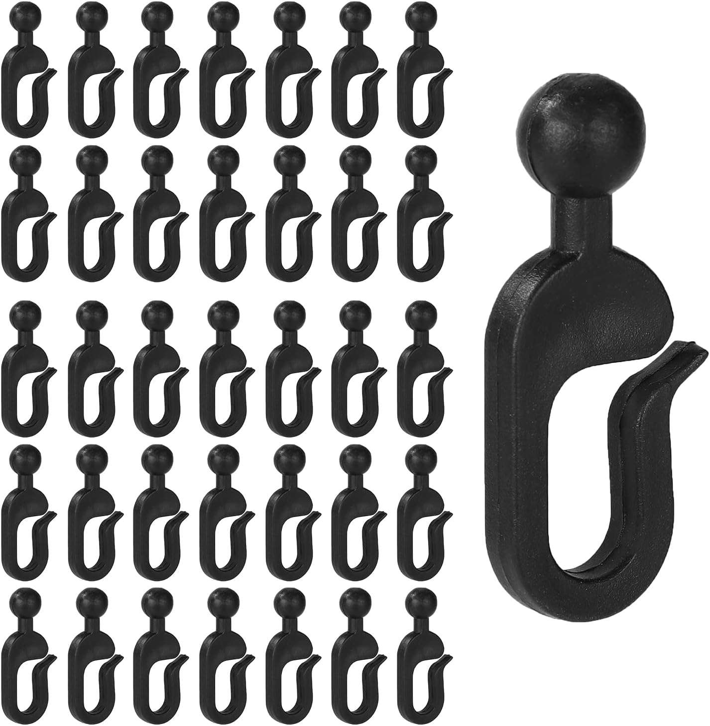 50 Ganchos Plástico para Cortinas Cenador Negro