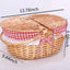 Cesta picnic mimbre tapa tela asa plegable 13.78pulg