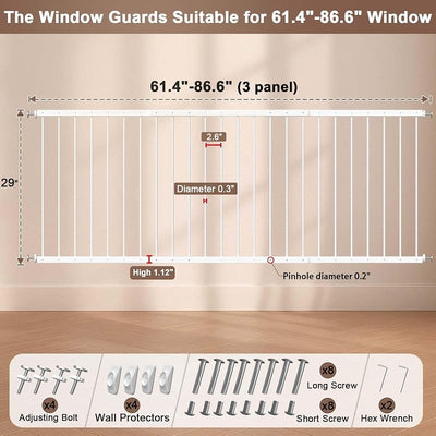 Protectores ventana ajustables 61.4-86.6" seguridad niños
