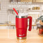 Vaso térmico acero inox para niños con asa tapa pajita rojo