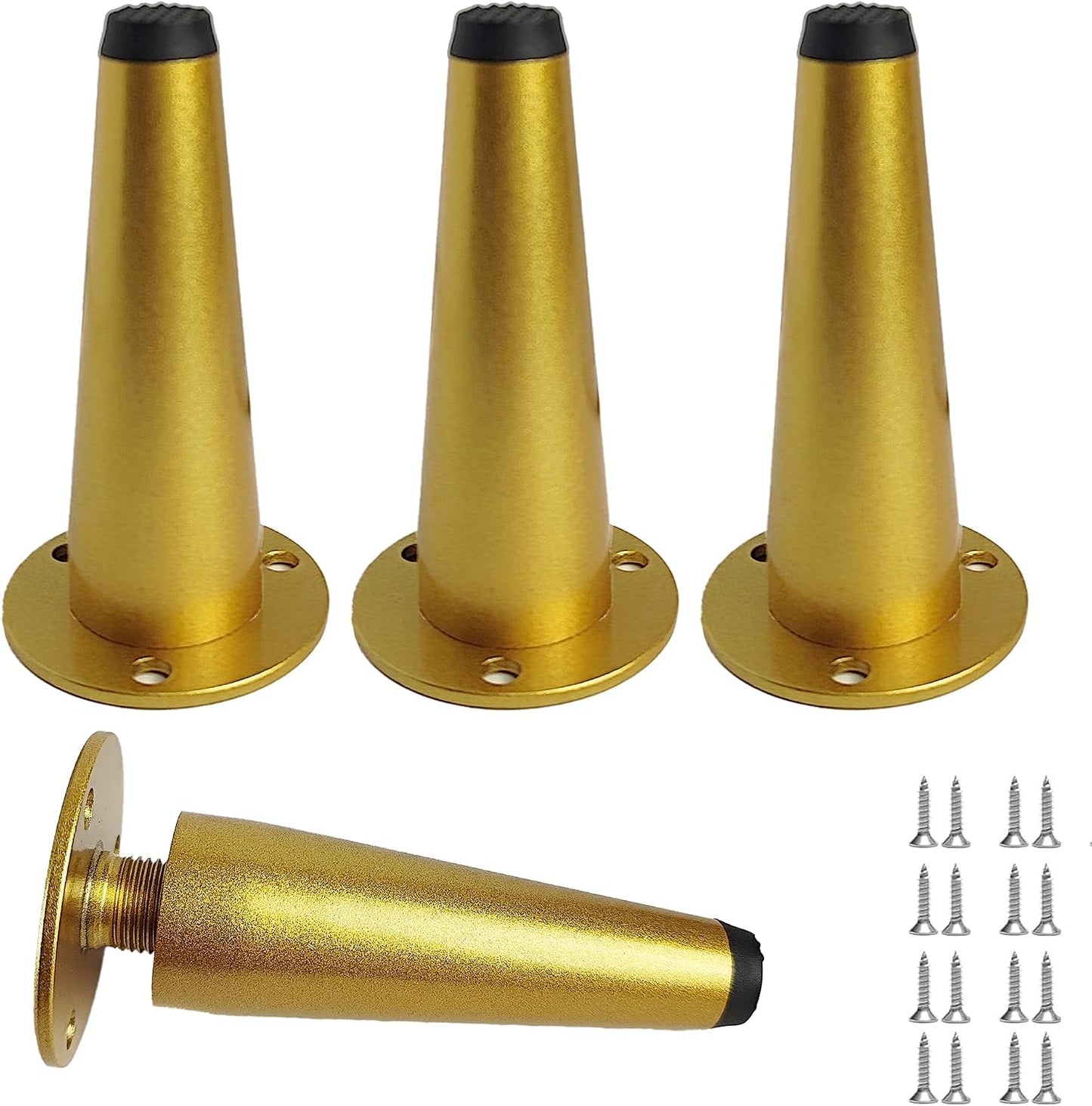 4 Pzas Patas Gabinete Acero Inox Dorado 4pulg Niveladas