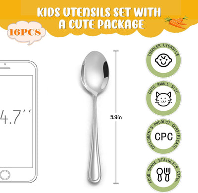 Set 16 cucharas para niños 2-10 años escuela hogar