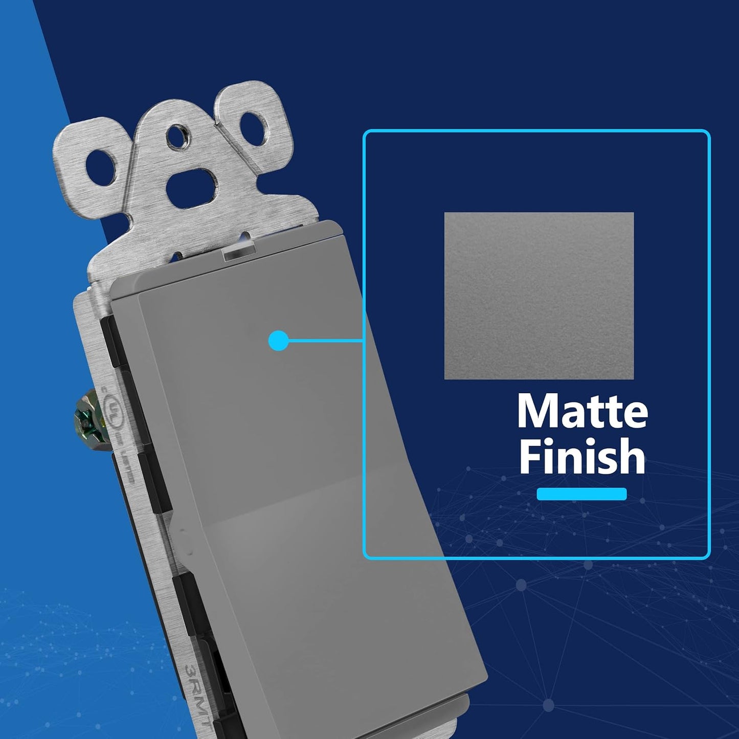 Interruptor decorativo iluminado acabado mate 15A 125V UL