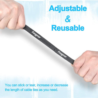 30 Correas Cable Ajustables 6pulg Gancho y Bucle Negro