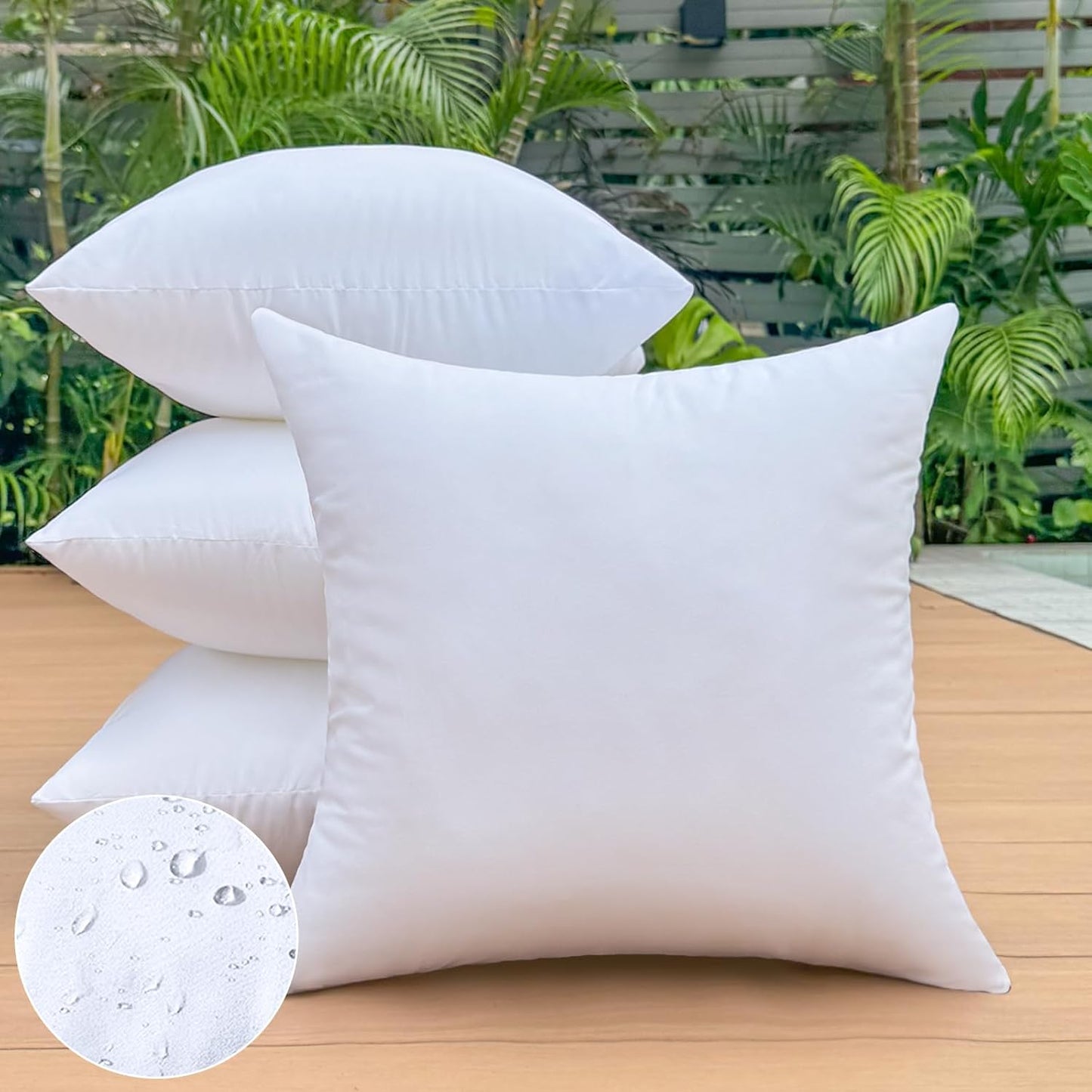4 Rellenos Almohada 22x22" Cuadrados Impermeables Blanco