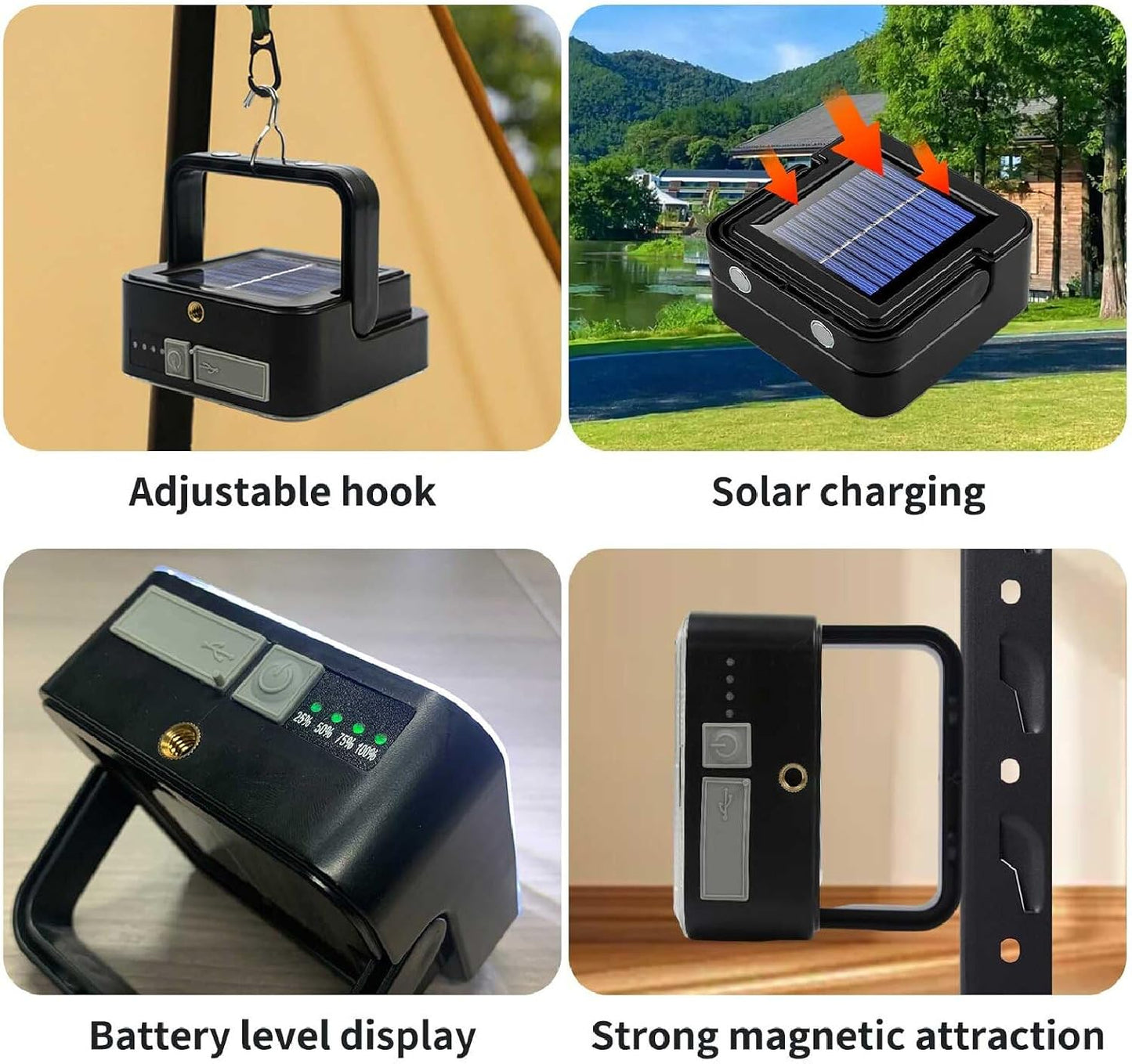Luz camping magnética recargable 2en1 con soporte