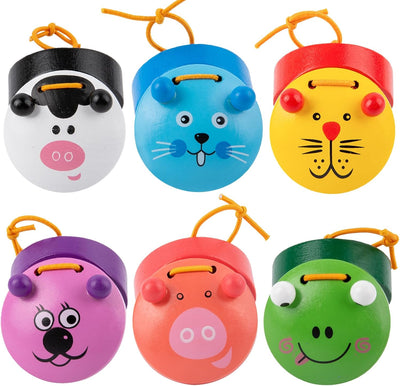 6 Castañuelas Madera Animales para Niños