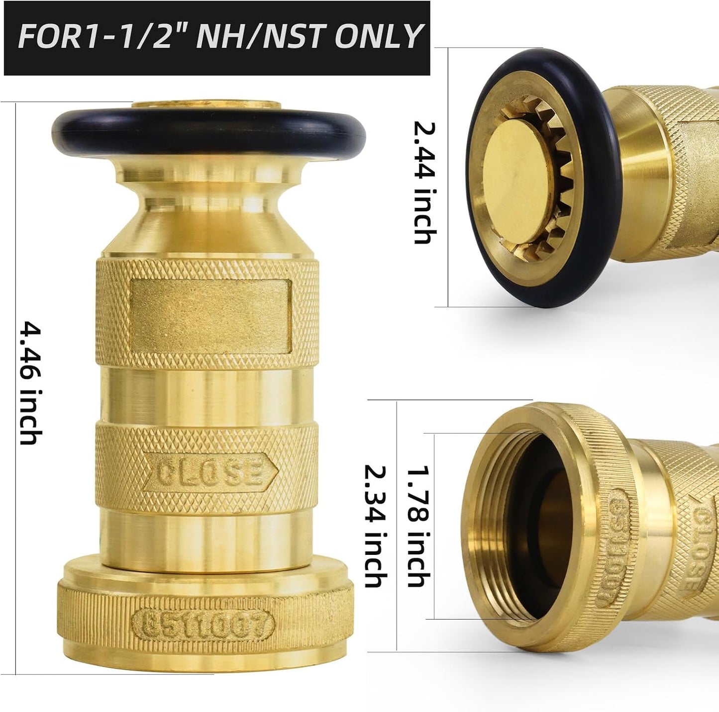 Boquilla manguera bomberos 1-1/2" 100psi 75gpm