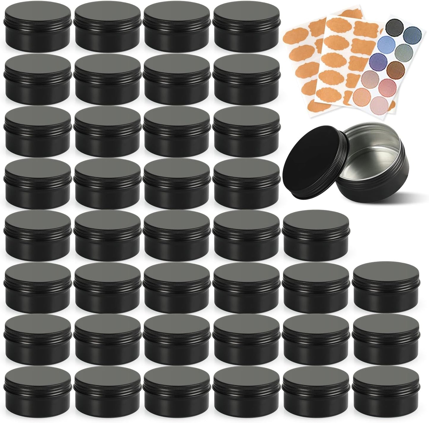 Recipientes aluminio negro 3oz con tapa rosca 40pzas