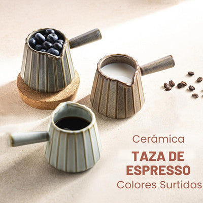 Taza Espresso Cerámica con Asa 200ml Rojo Ágata