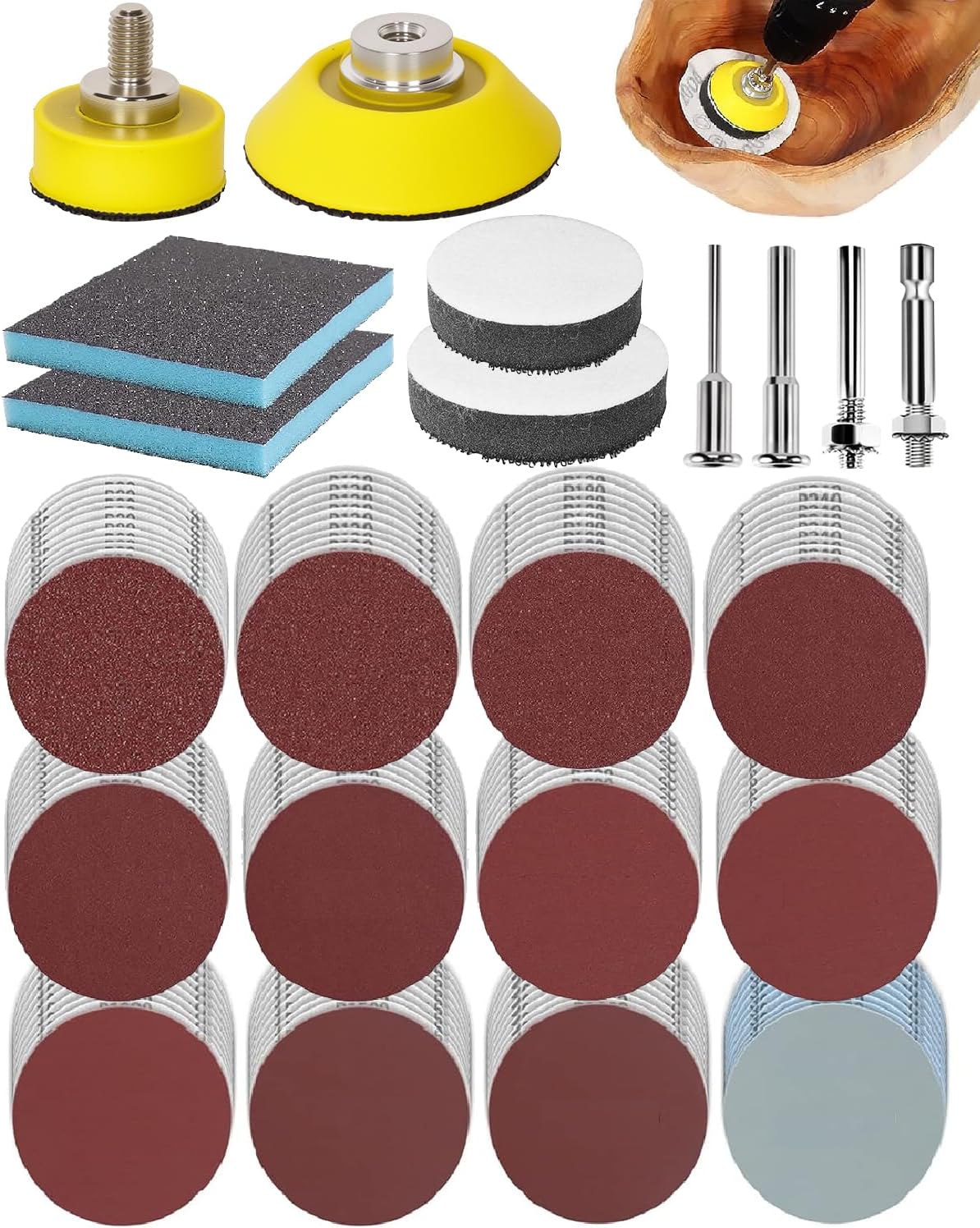 250 Discos Lija 2pulg Grano 80-3000 para Dremel y Amoladora
