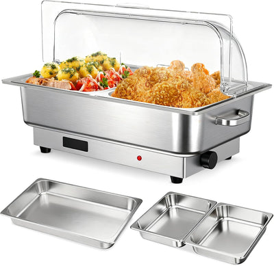 Set Chafer 9QT Acero Inox con Tapa Transparente Control Temperatura