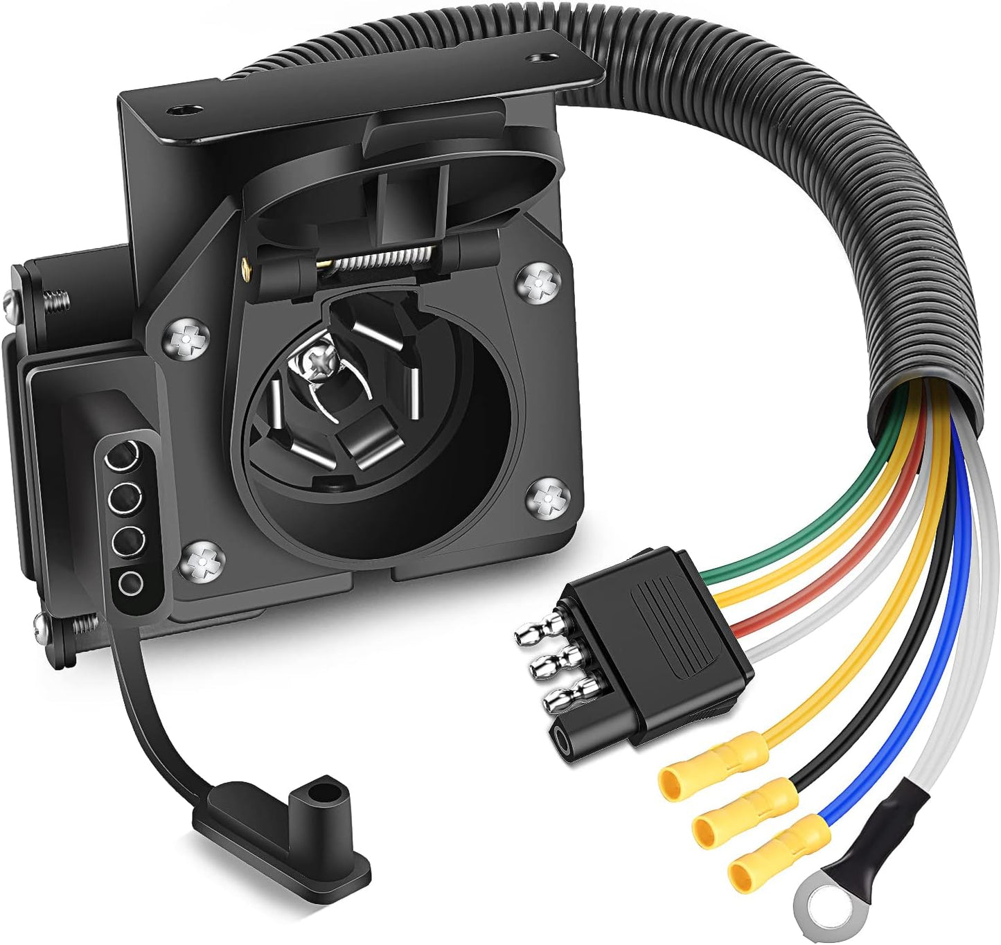 Adaptador 4 a 7 vías para RV y remolque con soporte