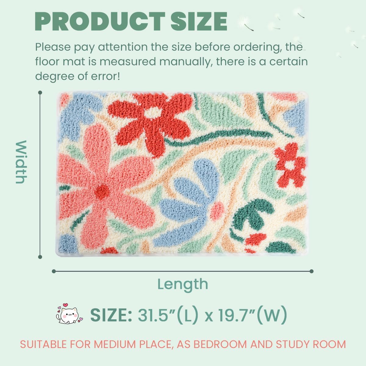 Tapete baño floral antiderrap 31x20pulg arbusto rosas