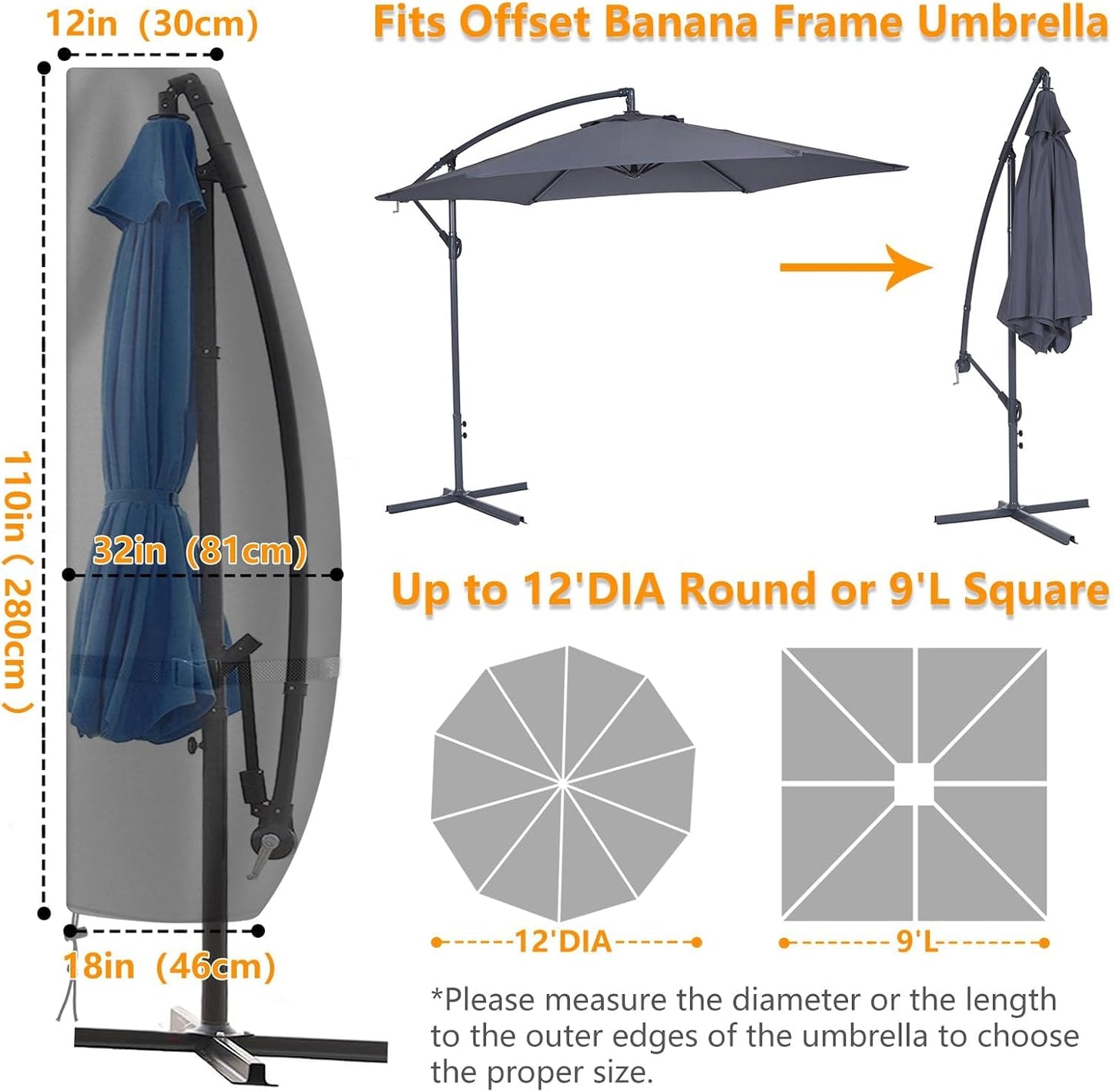 Fundas sombrilla exterior 9-12ft 420D impermeable UV