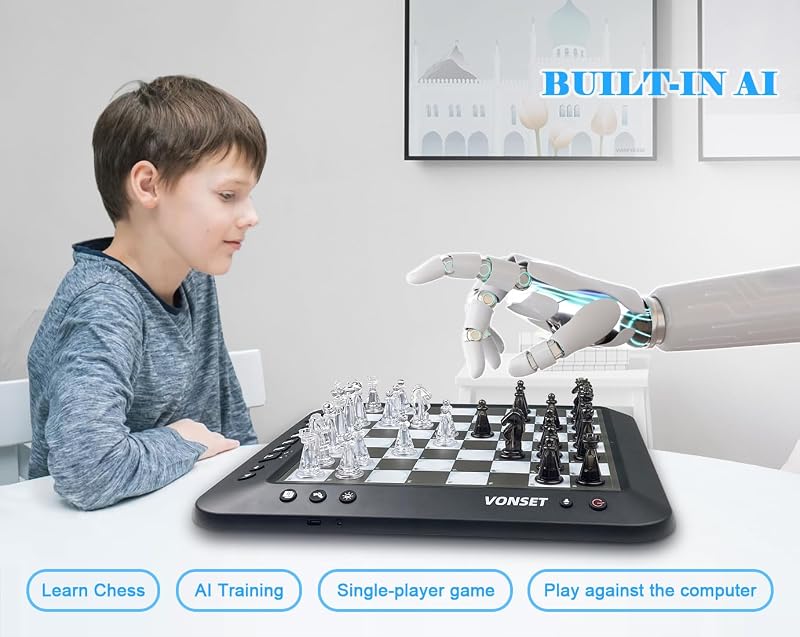 Tablero ajedrez electrónico magnético LED niños adultos
