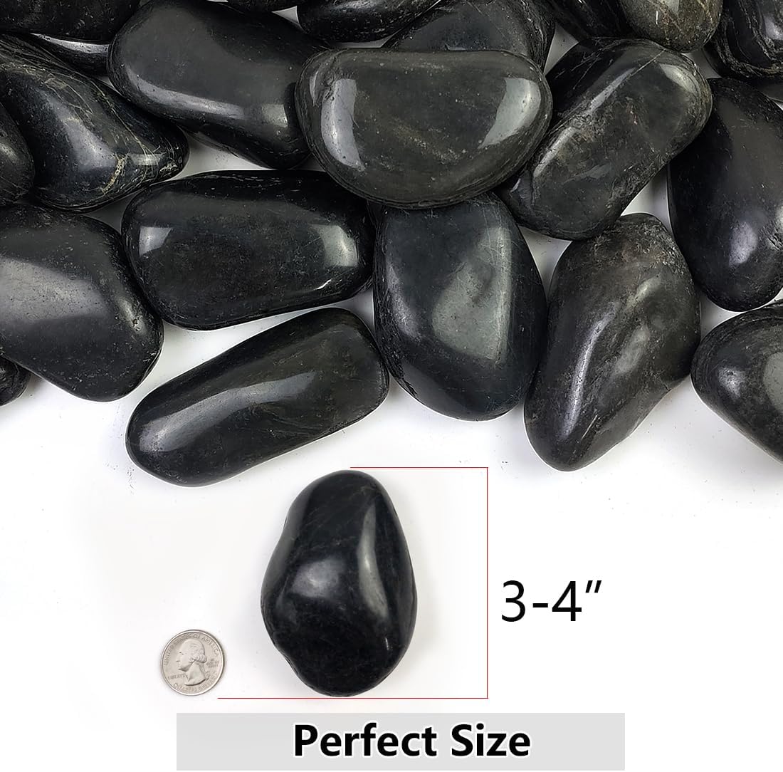 Rocas río 20lb negras 3-4" para jardín pecera