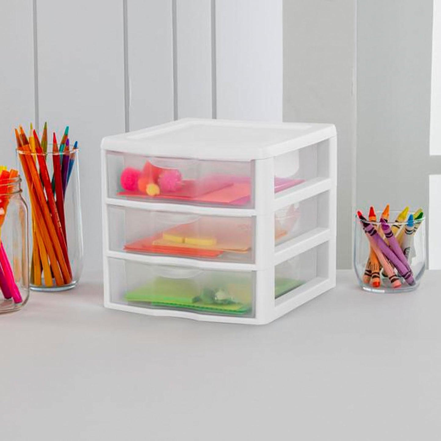 12 Pzas Cajones Plástico Blanco para Baño Cocina Armario