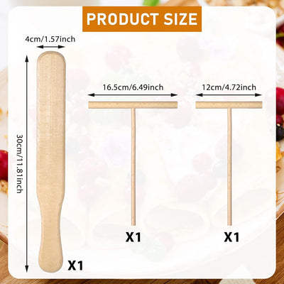 3 Espátulas Madera 12pulg para Crepé y Panqueques